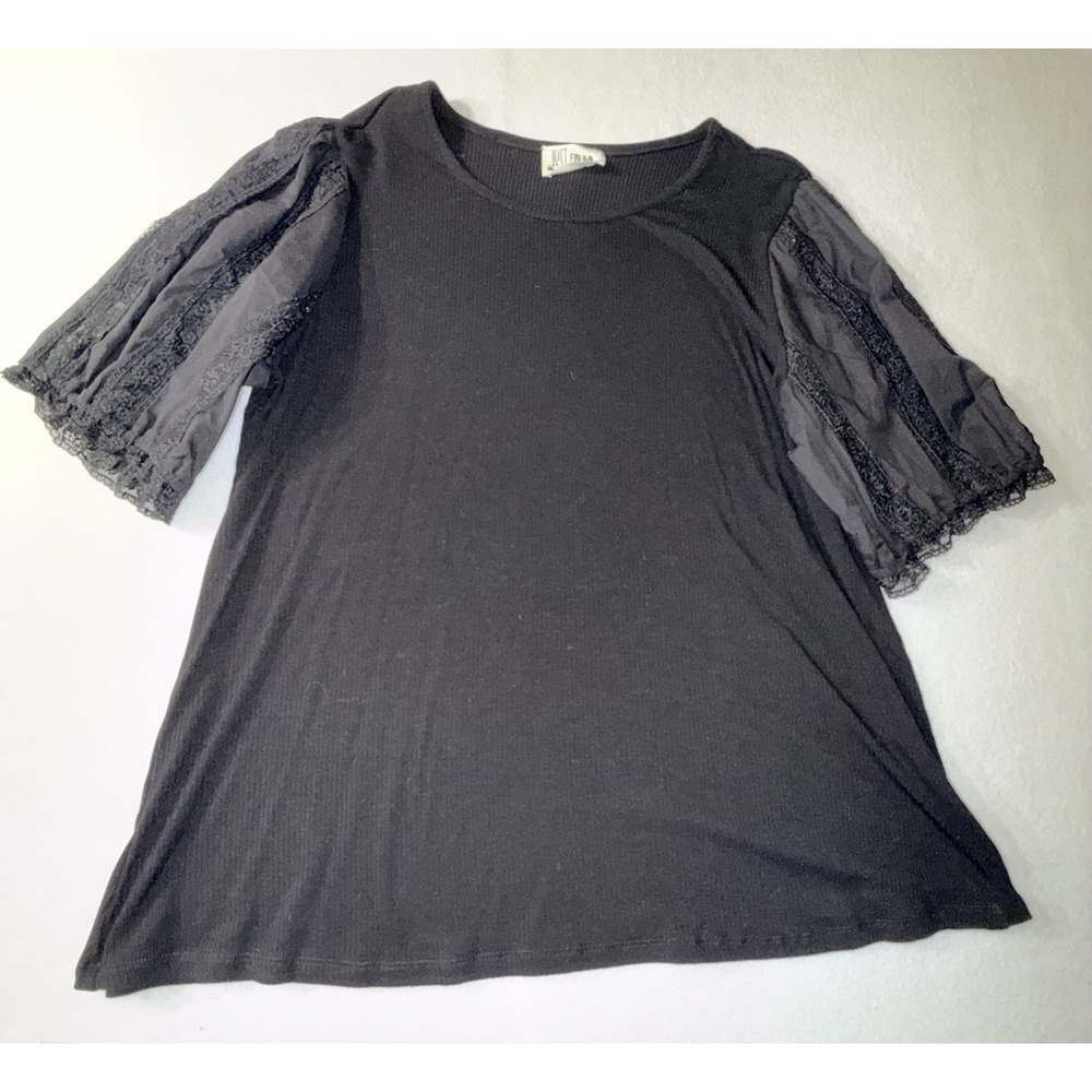 Just Found Black Shirt‎ Lace Accented Sleeves  Women's 2X NWT